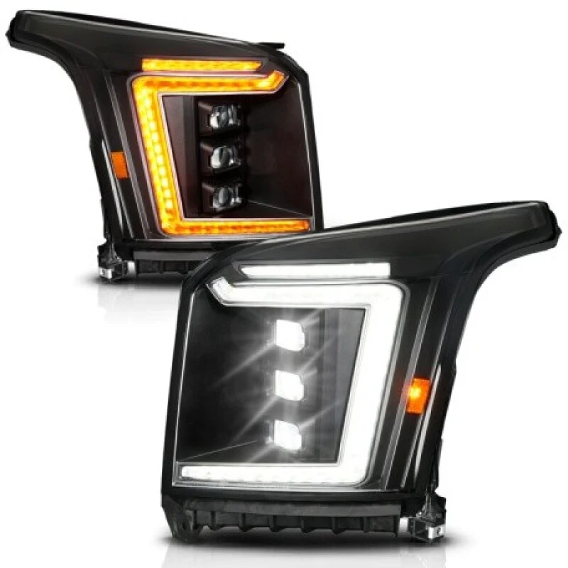 ANZO 15-20 GMC Yukon (Incl XL - Factory Halogen Models) Full LED Proj Headlights Black - Pass. Side - Image 7
