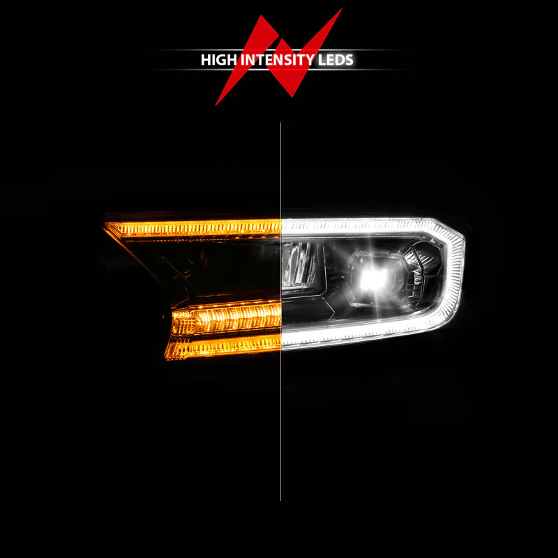 ANZO 19-23 Ford Ranger (Factory Halogen Models) Full LED Proj Headlights DRL/SeqSig Chrome - Pair - Image 6