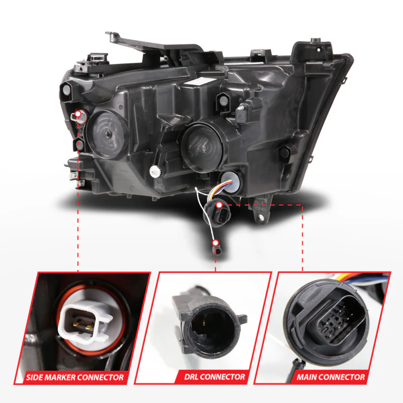 ANZO 19-24 RAM 1500 (New Body/OE Halogen) Full LED Proj Headlights DRL/SeqSig Black - Driver Side - Image 10