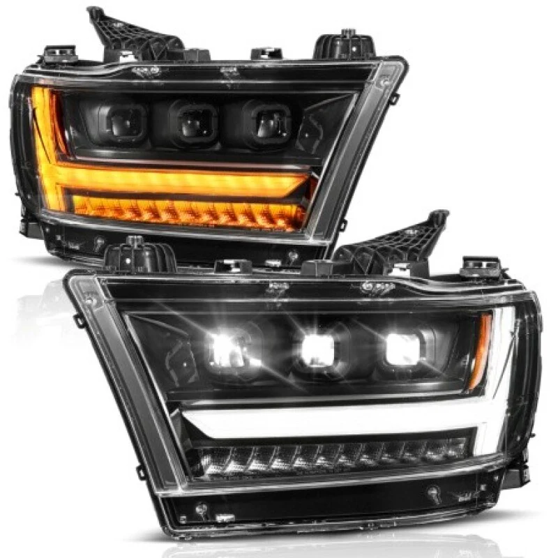 ANZO 19-24 RAM 1500 (New Body/OE Halogen) Full LED Proj Headlights DRL/SeqSig Black - Pass. Side - Image 10