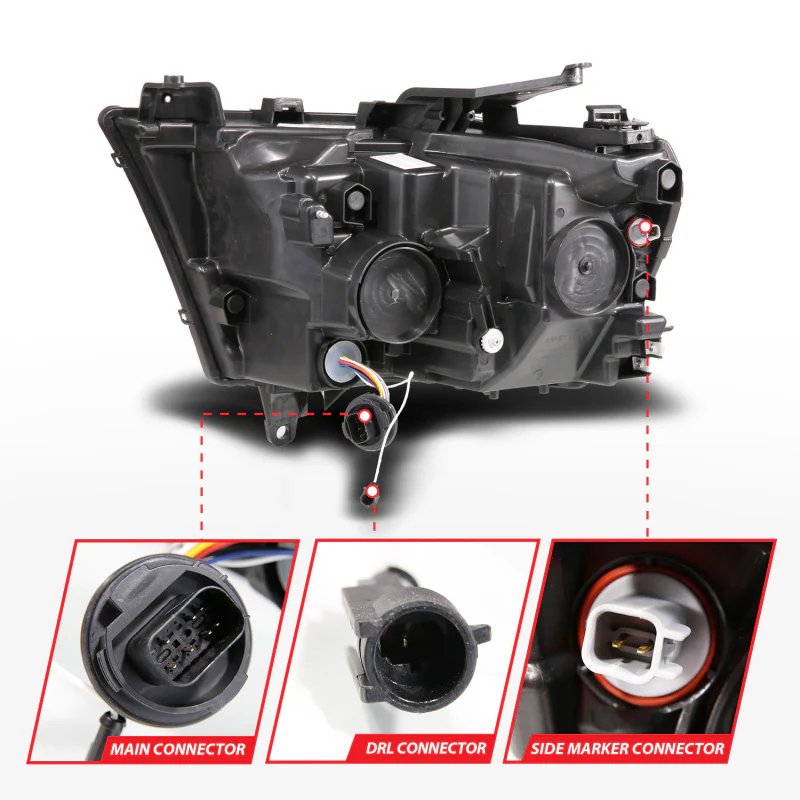 ANZO 19-24 RAM 1500 (New Body/OE Halogen) Full LED Proj Headlights DRL/SeqSig Black - Pass. Side - Image 2