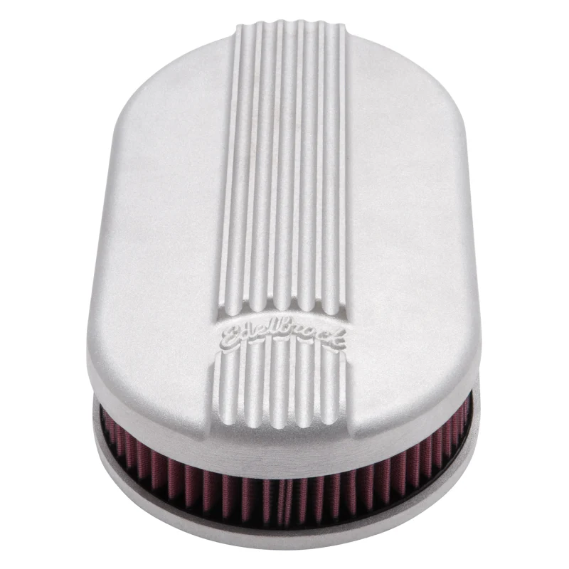 Edelbrock Air Cleaner Classic Series Oval Aluminum Top Cloth Element 17 5In X 9 35In X 3 9In Satin - Image 6