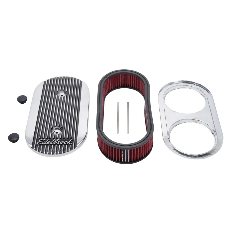 Edelbrock Air Cleaner Elite II Oval Dual-Quad Carbs 2 5In Red Element Polished - Image 3