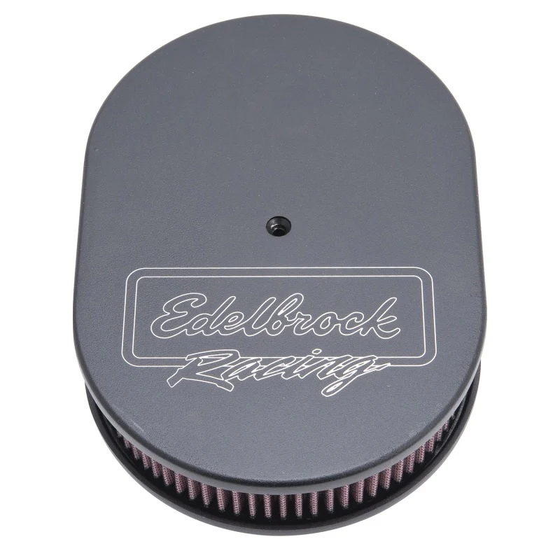 Edelbrock Air Cleaner Victor Series Oval Aluminum Top Cloth Element 11 875In X 8 25In X 3 75In Black - Image 3
