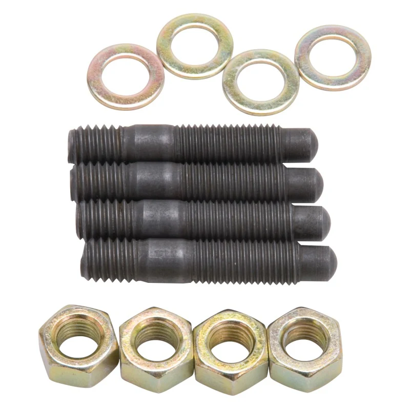 Edelbrock Carburetor Mounting Studs Bullet Nosed Black Oxide Gold Iridite Washers/Nuts Set of 4 - Image 3