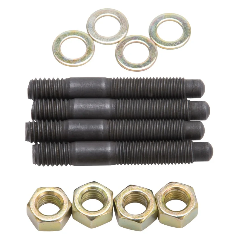 Edelbrock Carburetor Mounting Studs Bullet Nosed Black Oxide Gold Iridite Washers/Nuts Set of 4 - Image 2