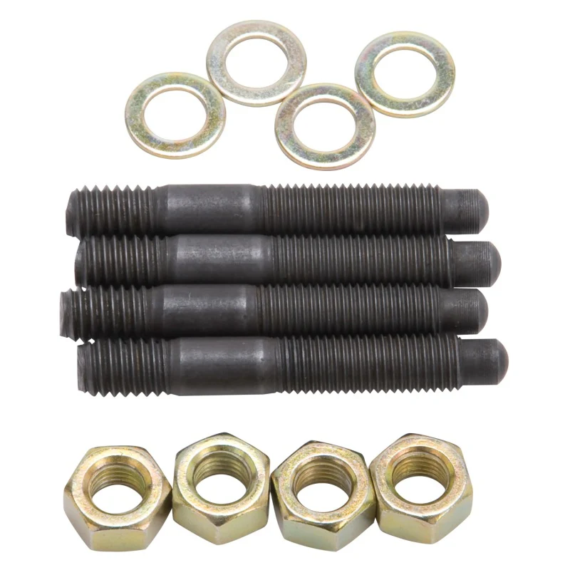 Edelbrock Carburetor Mounting Studs Bullet Nosed Black Oxide Gold Iridite Washers/Nuts Set of 4 - Image 3