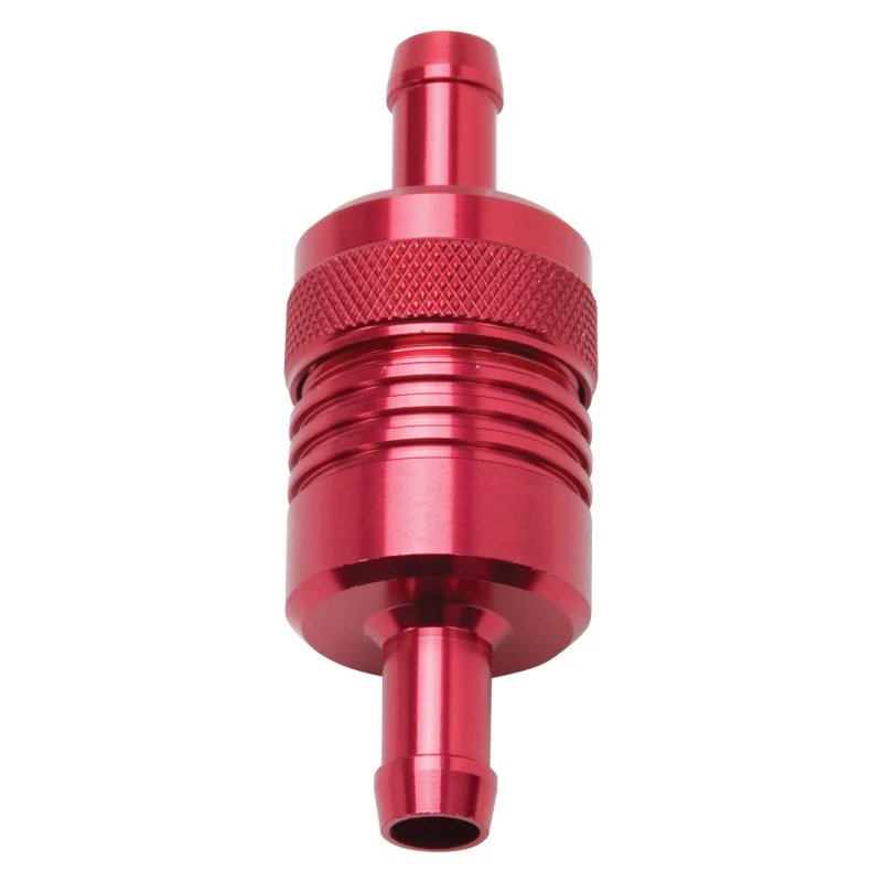 Edelbrock Fuel Filter Aluminum 3In X 01/ 1/8In 3/8In Inlet/Outlet Red - Image 2