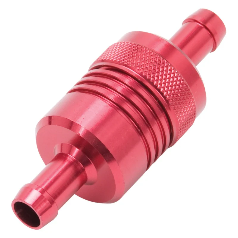 Edelbrock Fuel Filter Aluminum 3In X 01/ 1/8In 3/8In Inlet/Outlet Red - Image 3