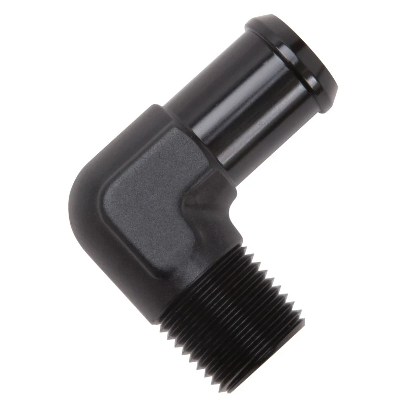Edelbrock Hose End 90-Deg 1/2In NPT to 3/4In Barb Black Anodize - Image 4