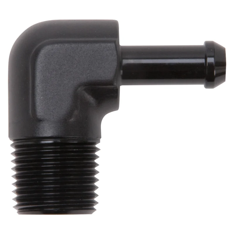 Edelbrock Hose End 90-Deg 1/2In NPT to 3/8In Barb Black Anodize - Image 7