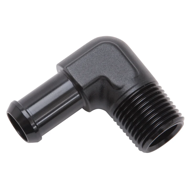Edelbrock Hose End 90-Deg 1/2In NPT to 5/8In Barb Black Anodize - Image 6