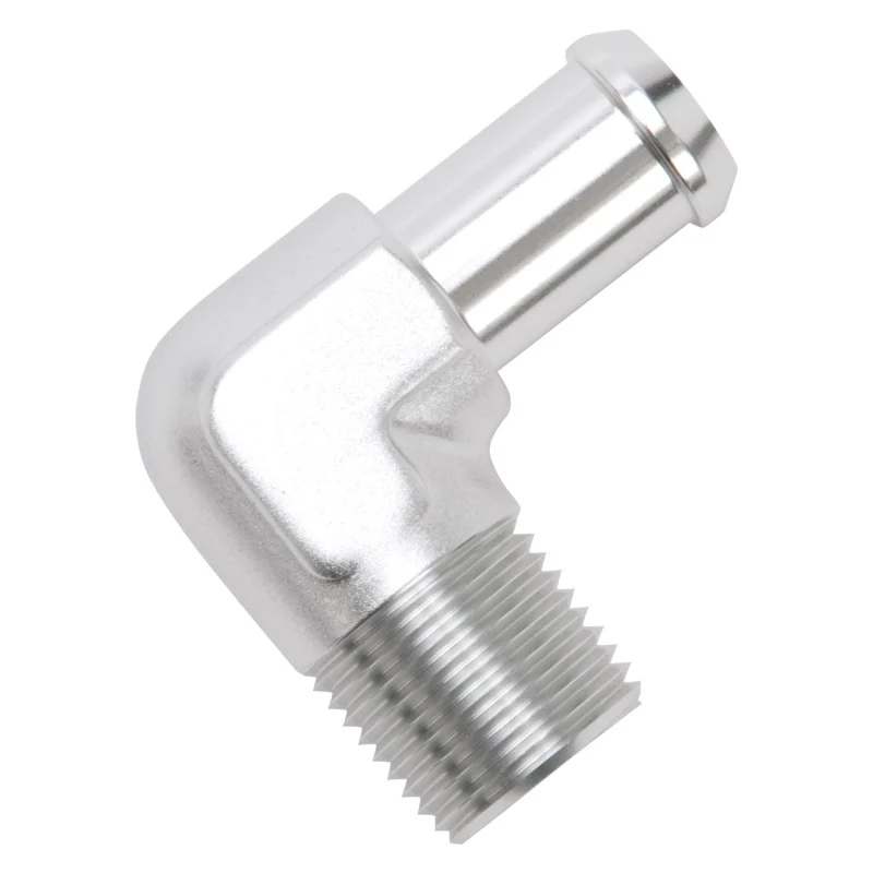 Edelbrock Hose End 90-Deg 1/2In NPT to 5/8In Barb Clear Anodize - Image 3