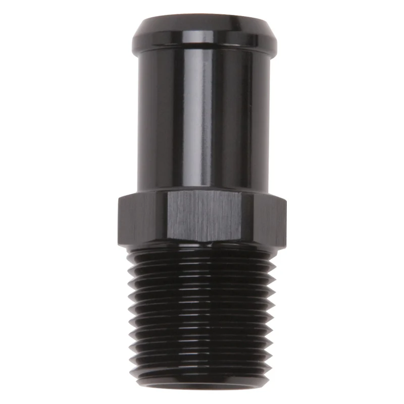Edelbrock Hose End Straight 1/2In NPT to 3/4In Barb Black Anodize - Image 2