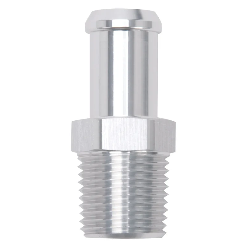 Edelbrock Hose End Straight 1/2In NPT to 5/8In Barb Clear Anodize - Image 2