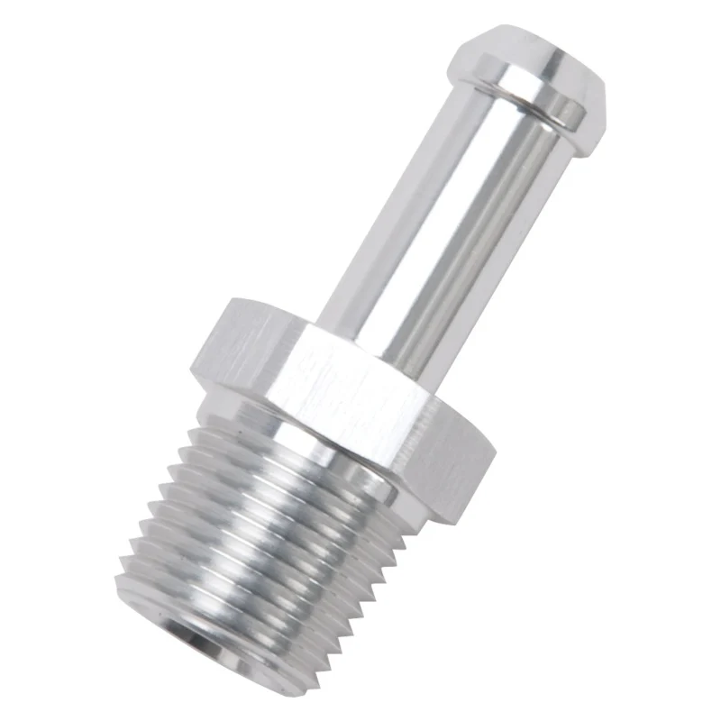 Edelbrock Hose End Straight 3/8In NPT to 3/8In Barb Clear Anodize - Image 6