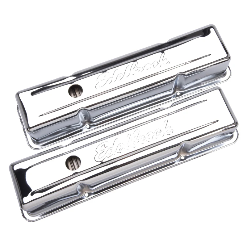 Edelbrock Valve Cover Signature Series Chevrolet 1959-1986 262-400 CI V8 Tall Chrome - Image 8