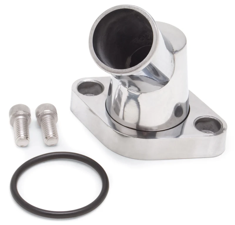 Edelbrock Waterneck SBC/BBC 45-Degree Two-Piece Cast Swivel Polished - Image 2