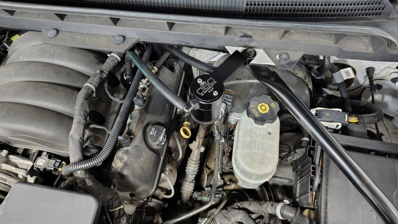 J&L 14-18 Chevy Silverado 1500 / 14-18 GMC Sierra 1500 4.3L V6 Oil Separator - Black Anodized - Image 3