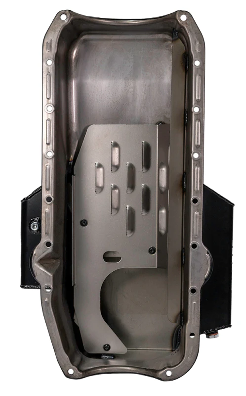 Moroso 86-Up Chevrolet SBC (w/1 Pc Seal & Low Clearance) Wet Sump 7qt 7in Steel Oil Pan - Black - Image 2