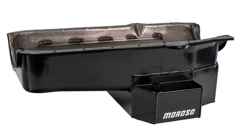 Moroso 86-Up Chevrolet Small Block (w/1 Pc Seal) Road Race Wet Sump 7qt 7.5in Steel Oil Pan - Black - Image 4