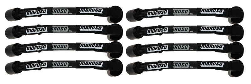 Moroso GM LS 9.75in Long Coil On Plug 90 Deg Sleeved Ultra Spark Plug Wire Set - Black - Image 2