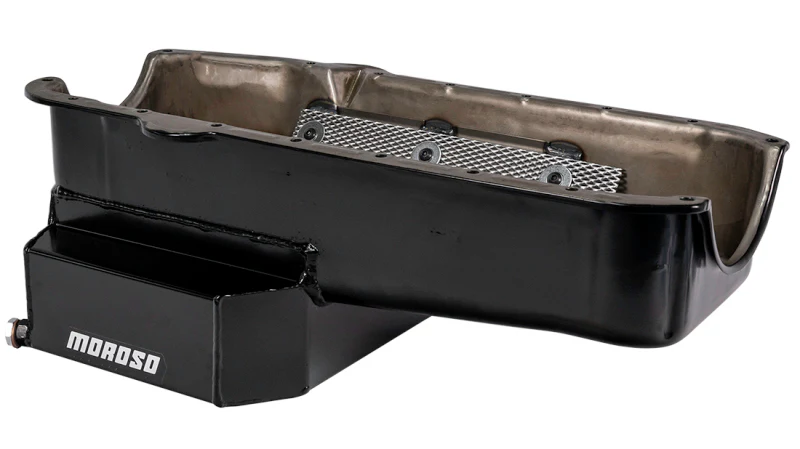 Moroso Pre-80 Chevrolet Small Block (w/2 Pc Seal) Road Race Wet Sump 7qt 7.5in Steel Oil Pan - Black - Image 3
