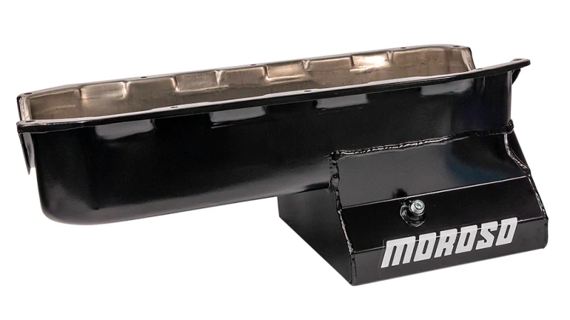 Moroso Pre-85 Chevrolet Small Block (w/Driver Side Dipstick) Wet Sump 7qt 8.25in Steel Oil Pan - Blk - Image 2