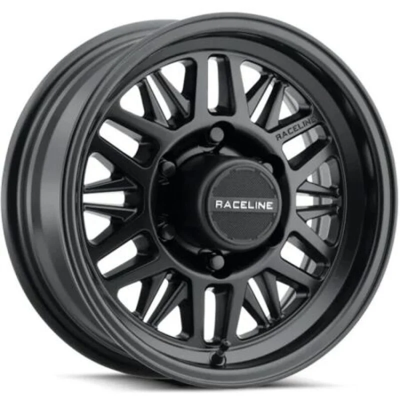Raceline 451B Ryno TR Trailer 14x6in / 5X4.5 BP / 0mm Offset / 3.19mm Bore - Satin Black