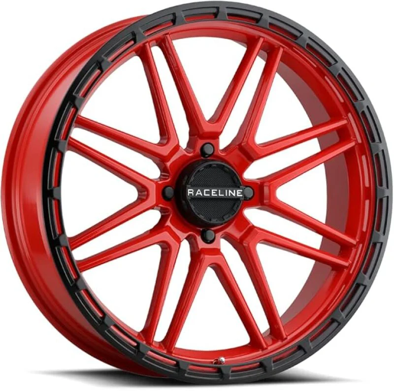Raceline A11RB Krank-XL 22x7in / 4x156 BP / 0mm Offset / 132.5mm Bore - Red/Black Wheel