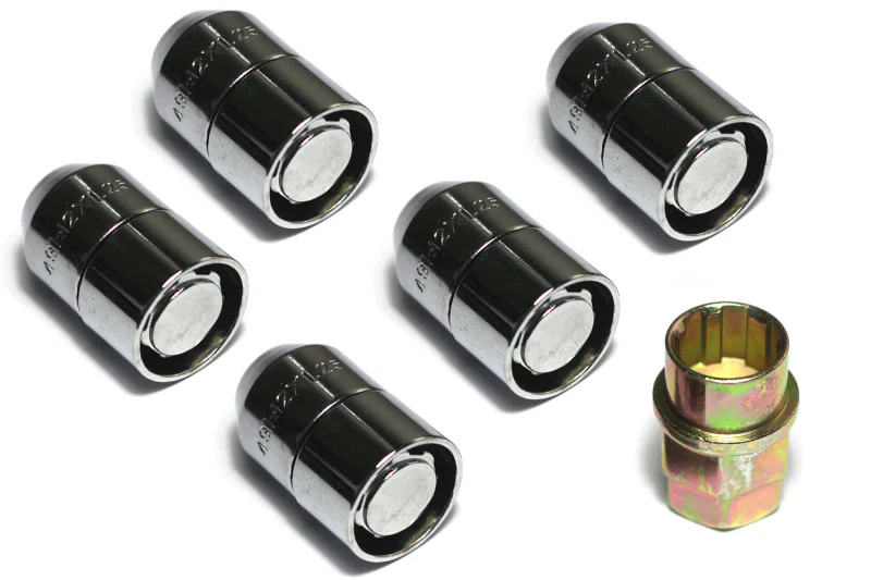 Rugged Ridge Five Piece Wheel Lock Set 1/2 -20 Thread Chrome - Image 2
