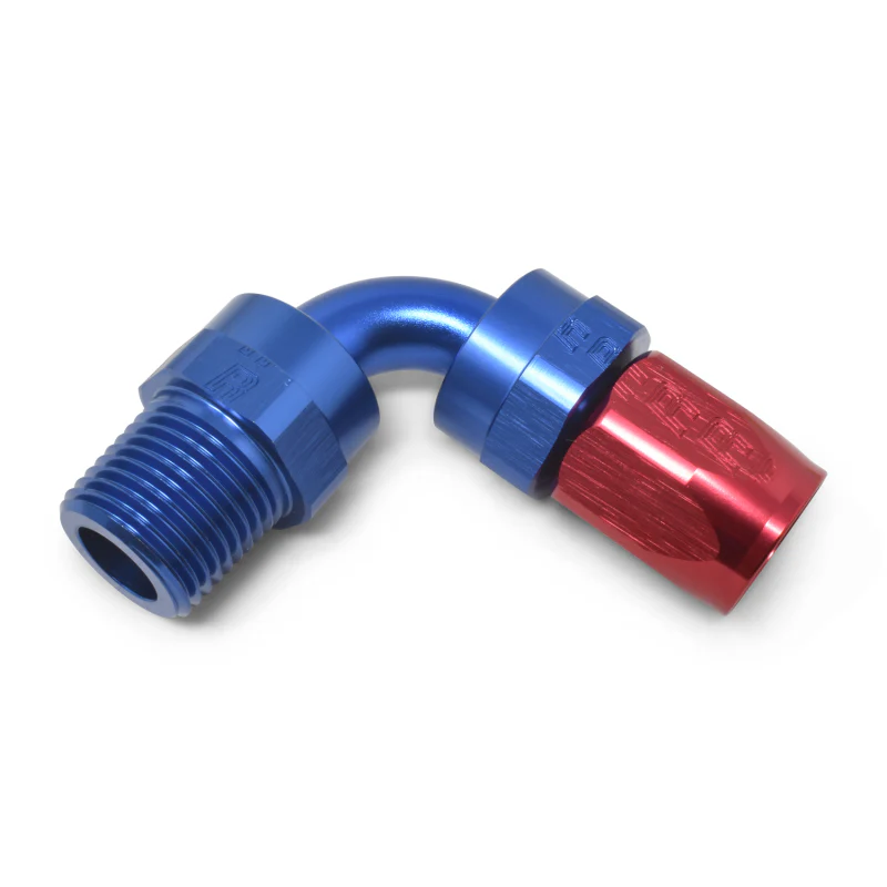 Russell Performance -10 AN Red/Blue 90 Deg Full Flow Swivel Pipe Thread Hose End (With 1/2in NPT) - Image 8
