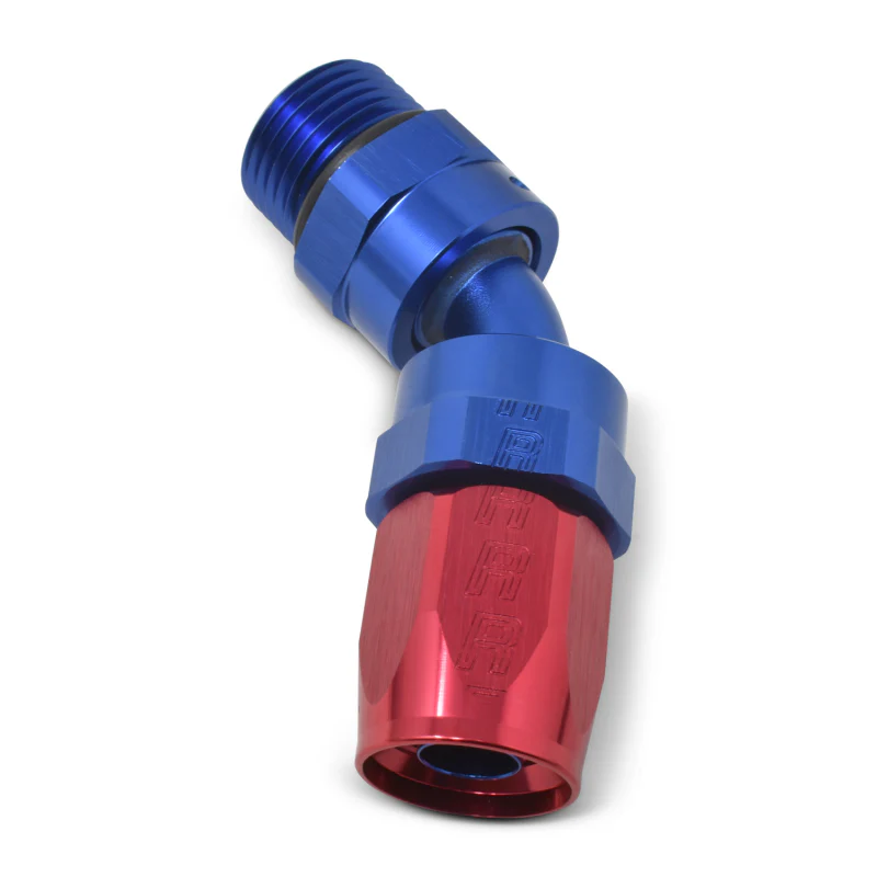 Russell Performance -10 AN Red/Blue Male SAE Port to -8 Hose 90 Degree (-10 Port 7/8in-14 Thread) - Image 5