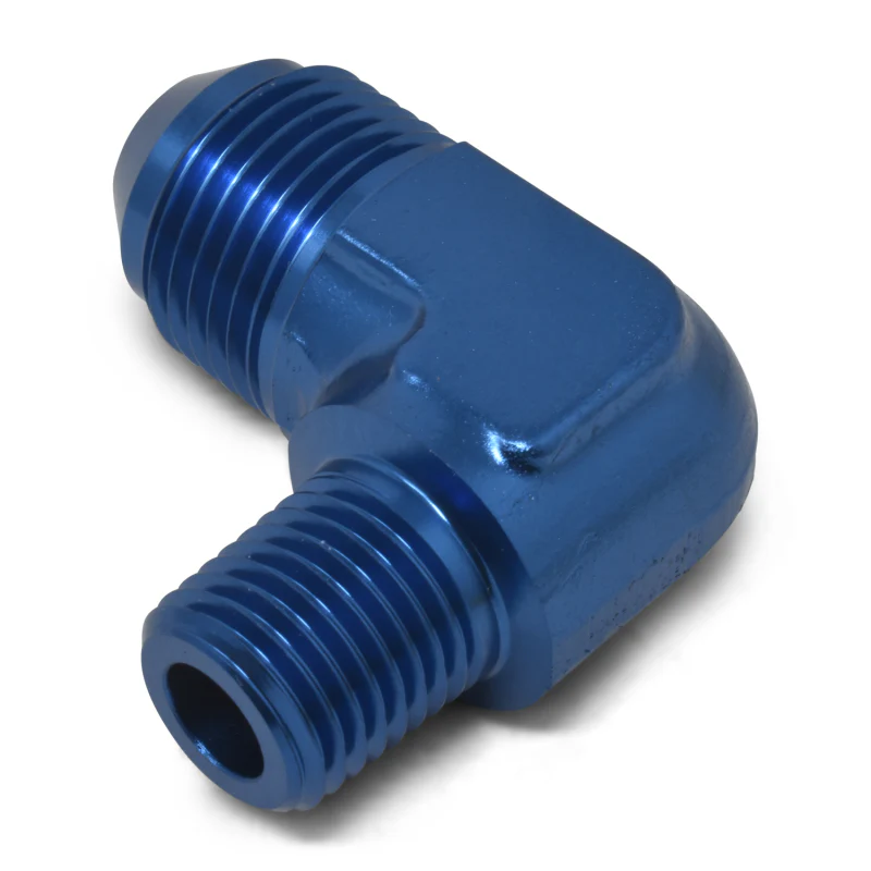 Russell Performance -16 AN to 1in NPT 90 Degree Flare to Pipe Adapter (Blue) - Image 6
