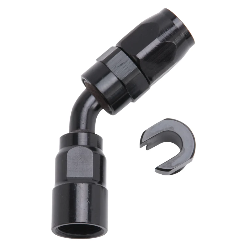 Russell Performance 3/8in SAE Quick Disc Female to -6 Hose Black 45 Degree Hose End - Image 2