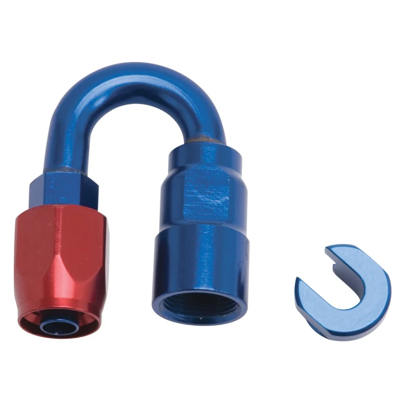 Russell Performance 3/8in SAE Quick Disc Female to -6 Hose Red/Blue 180 Degree Hose End - Image 2