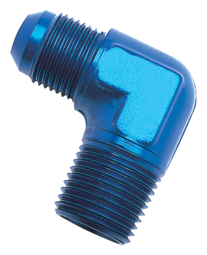 Russell Performance -3 AN to 1/8in NPT 90 Degree Flare to Pipe Adapter (Blue) - Image 2