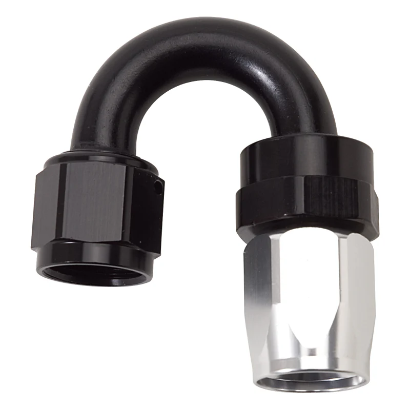 Russell Performance -6 AN Black/Silver 180 Degree Tight Radius Full Flow Swivel Hose End - Image 2