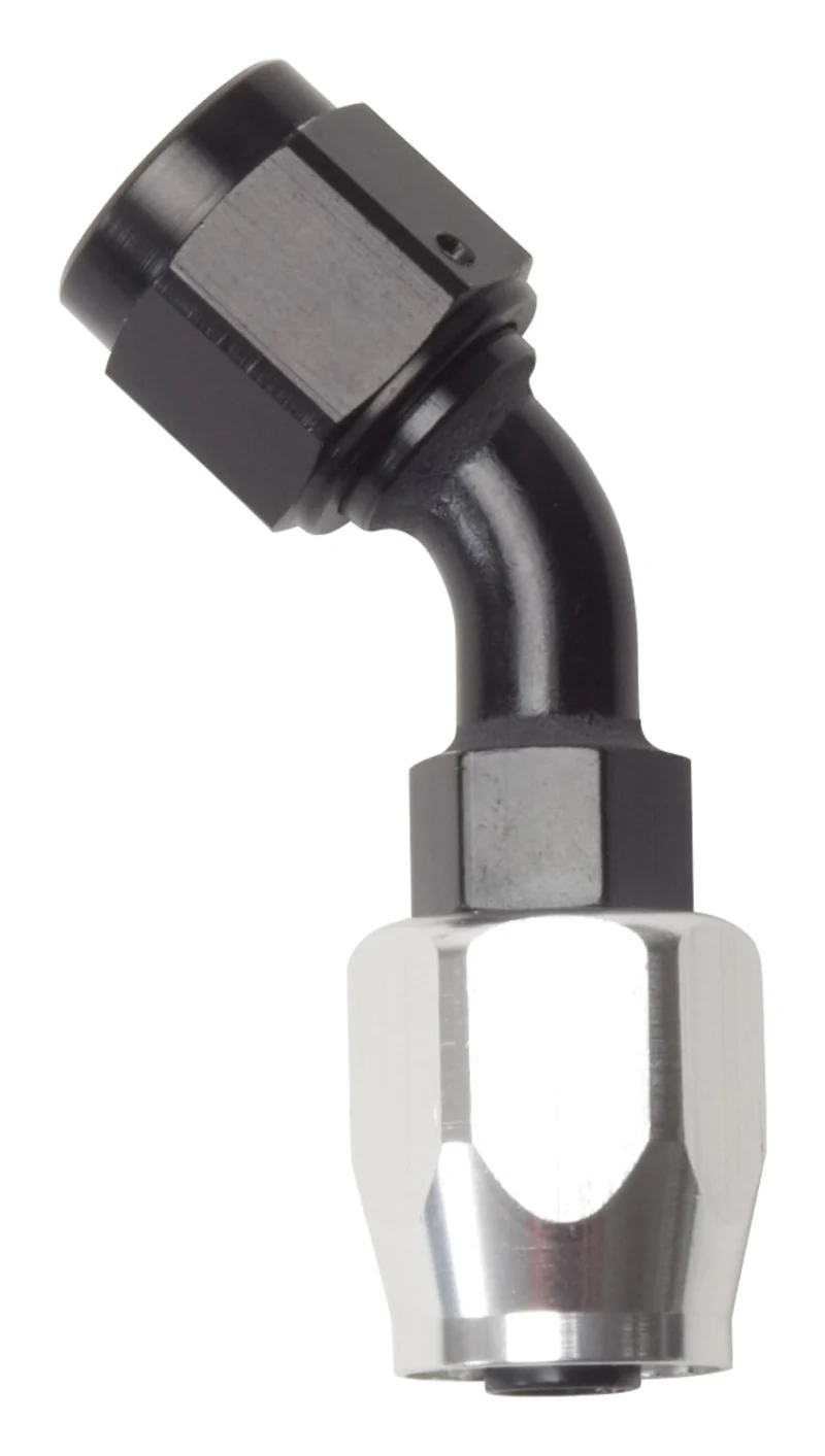 Russell Performance -6 AN Black/Silver 45 Degree Full Flow Hose End - Image 2