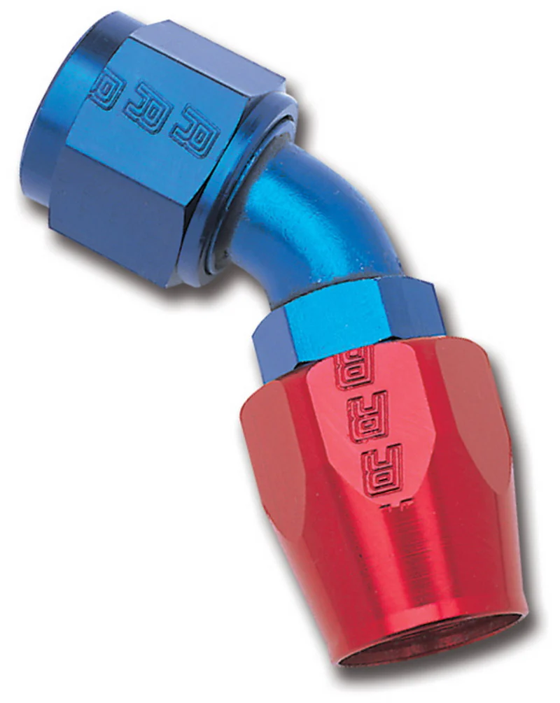 Russell Performance -6 AN Red/Blue 45 Degree Full Flow Hose End - Image 2