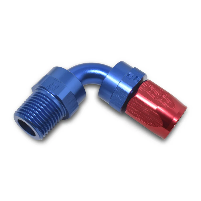 Russell Performance -6 AN Red/Blue 90 Degree Full Flow Swivel Pipe Thread Hose End (With 3/8in NPT) - Image 6