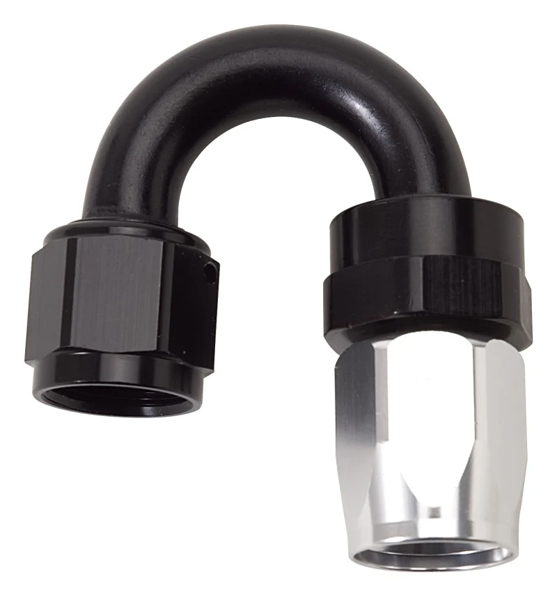Russell Performance -8 AN Black/Silver 180 Degree Tight Radius Full Flow Swivel Hose End - Image 2