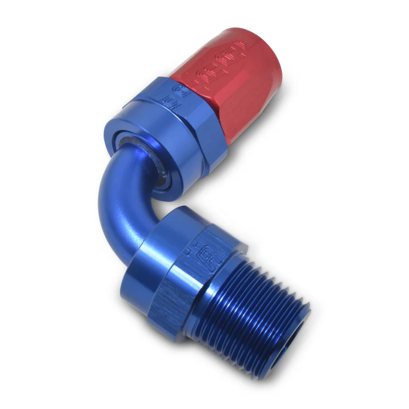 Russell Performance -8 AN Red/Blue 90 Degree Full Flow Swivel Pipe Thread Hose End (With 3/8in NPT) - Image 6