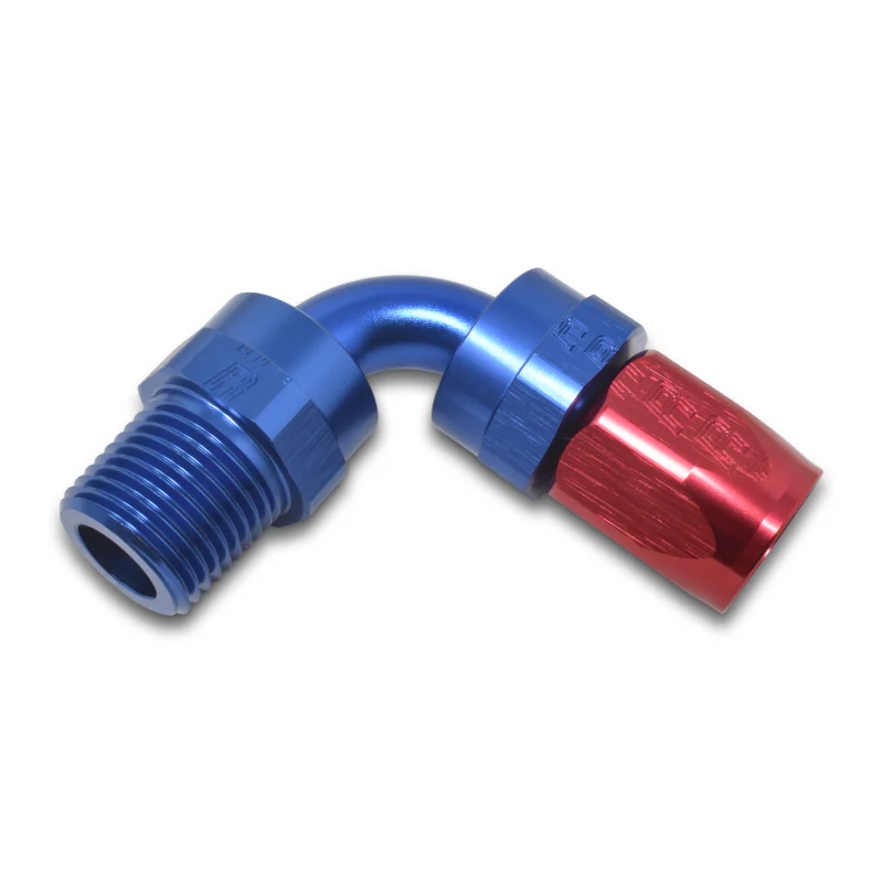 Russell Performance -8 AN Red/Blue 90 Degree Full Flow Swivel Pipe Thread Hose End (With 3/8in NPT) - Image 7