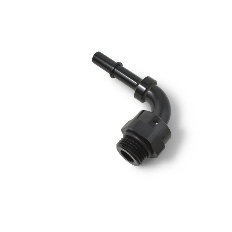 Russell Performance Adpt Fitting 3/8in SAE Qck Dis Male to #8 SAE Port Male Swvl End 90 Deg Blk Anod - Image 5