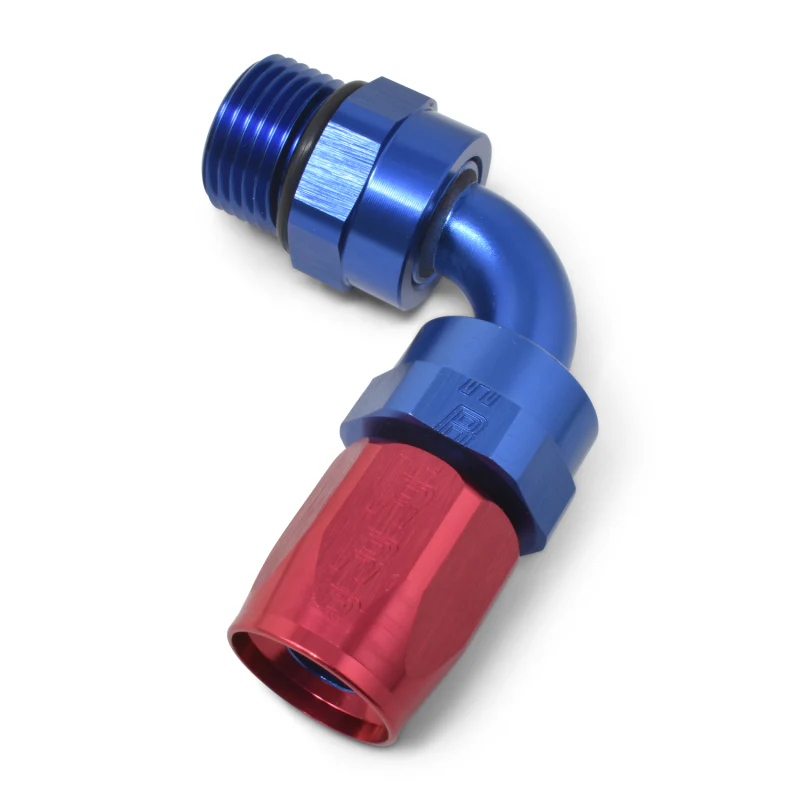 Russell Performance Hose End #8 Hose to #8 Radius Inlet Port 90 Deg Red/Blue - Image 3