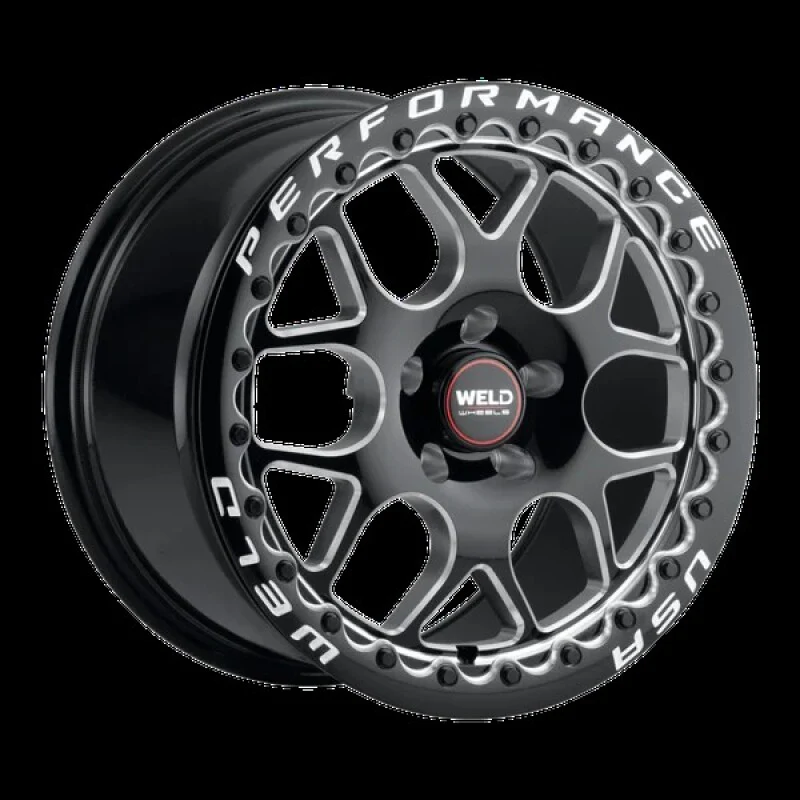 Weld Solana Beadlock 18x10 / 5x112 BP / ET40 / 78.1mm Bore - Gloss Black MIL DIA Wheel