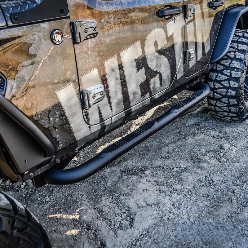 Westin 18-22 Jeep Wrangler JLU 4dr. E-Series 3 Nerf Step Bars - Tex. Blk - Image 4