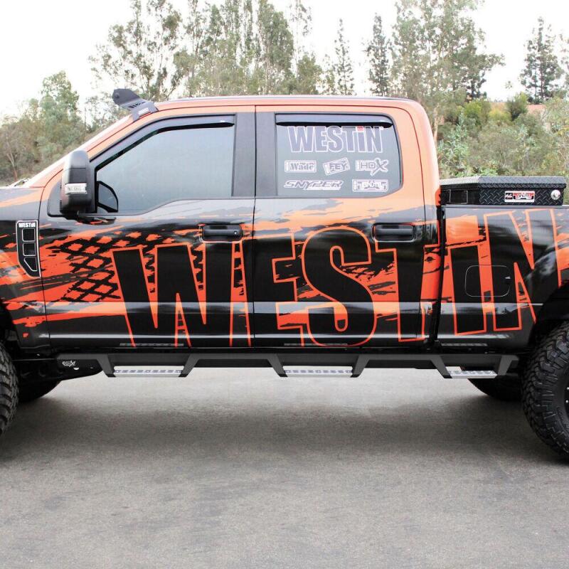 Westin/HDX 17-18 Ford F-250/350 Crew Cab (6.75ft Bed) Stainless Drop Nerf Step Bars - Textured Black - Image 3